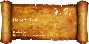 Hencz Ida névjegykártya